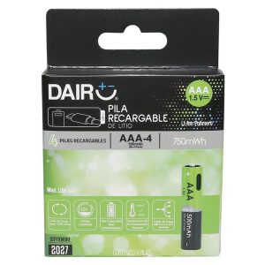 Pila recargable USB-C AAAx4 DAIRU para proyectos de robótica y electrónica