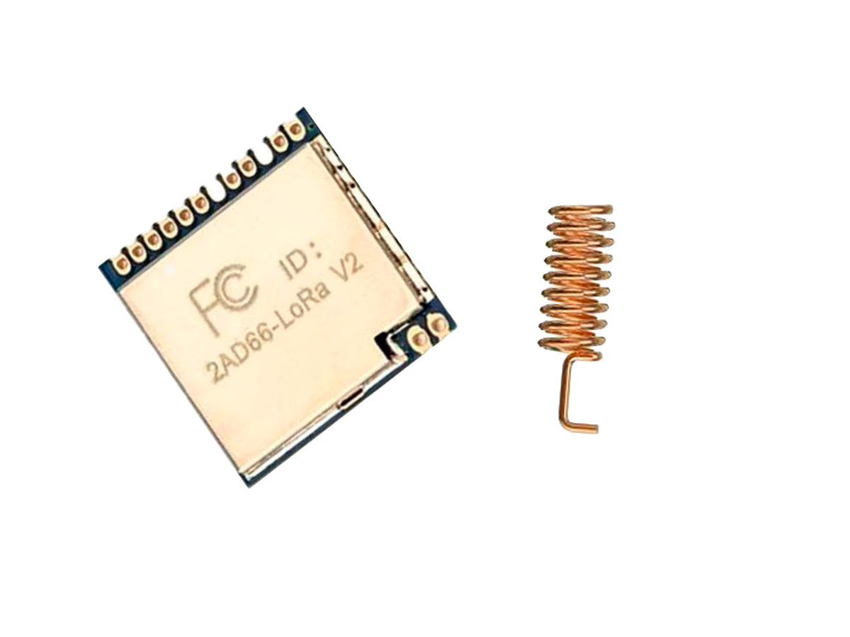 Módulo RF LoRa SX1276 915MHz con antena helicoidal, ideal para proyectos de comunicación inalámbrica