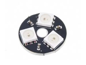 Anillo LED RGB WS2812B de 3 LEDs, ideal para proyectos de robótica y electrónica.