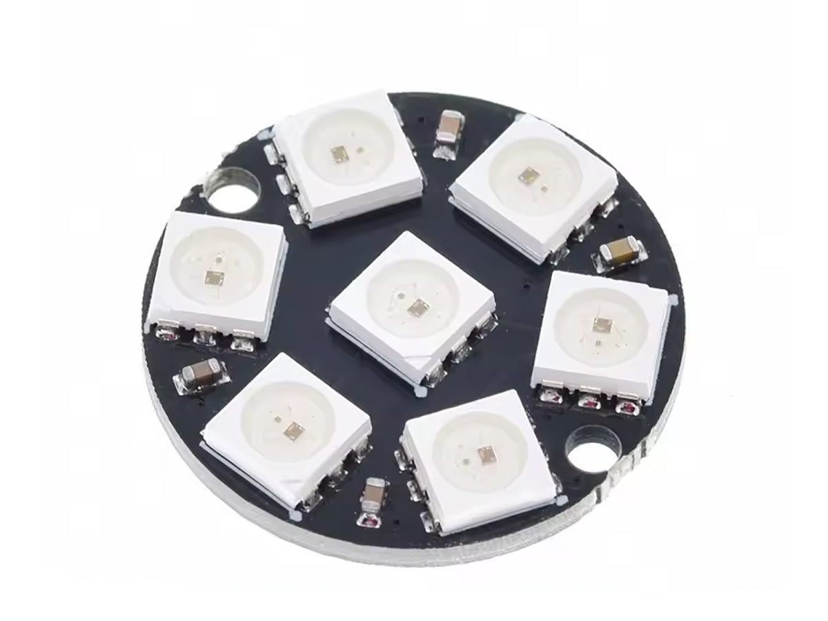 Anillo LED RGB WS2812B de 7 LEDs, ideal para proyectos de robótica y electrónica
