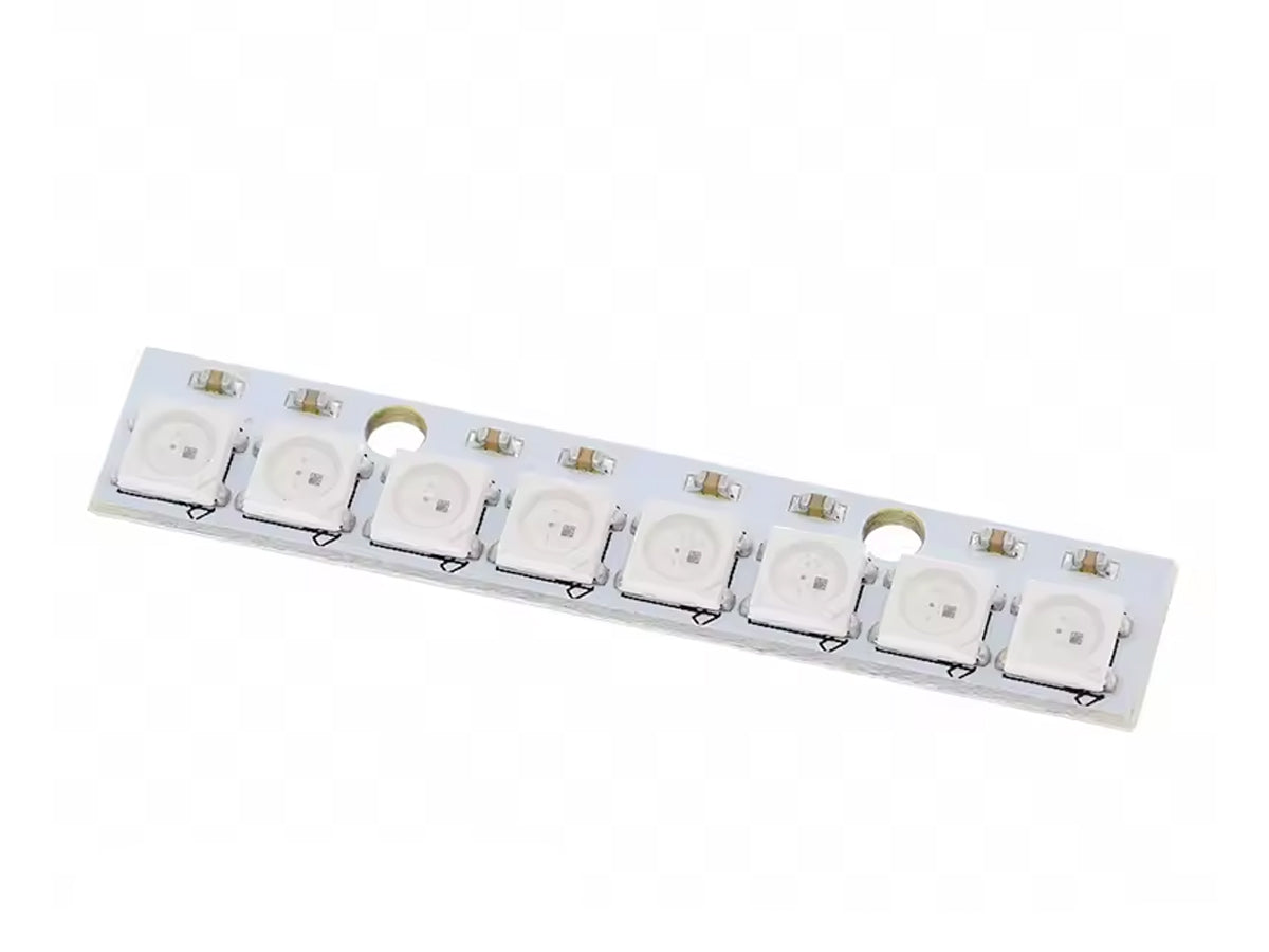 Tira LED WS2812B RGB de 8 LEDs direccionables, ideal para proyectos de robótica y electrónica