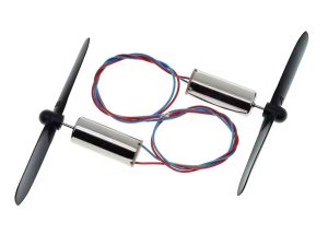 Par Micro Motor DC 7x16mm con hélices, ideal para drones y proyectos de aeromodelismo