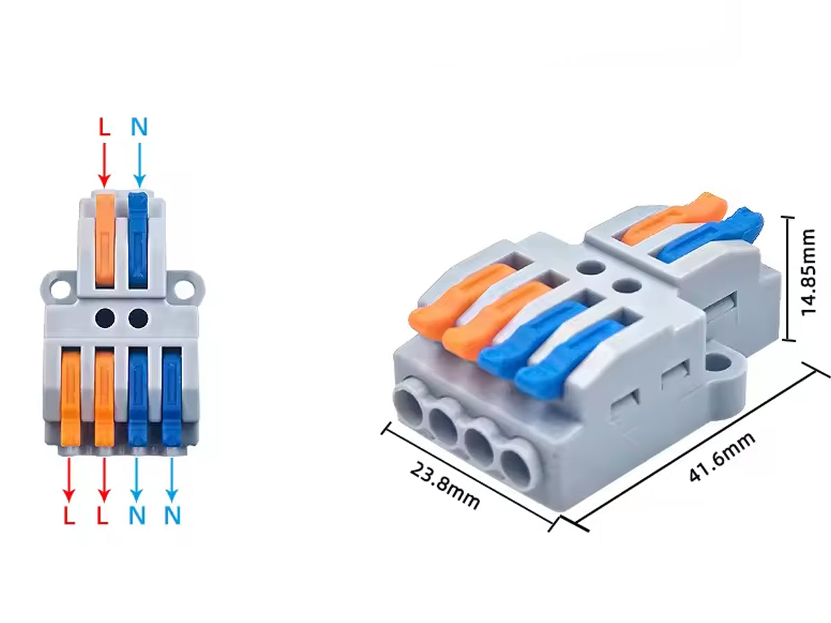 Conector Rápido KV424-C 2 In 4 Out para proyectos eléctricos