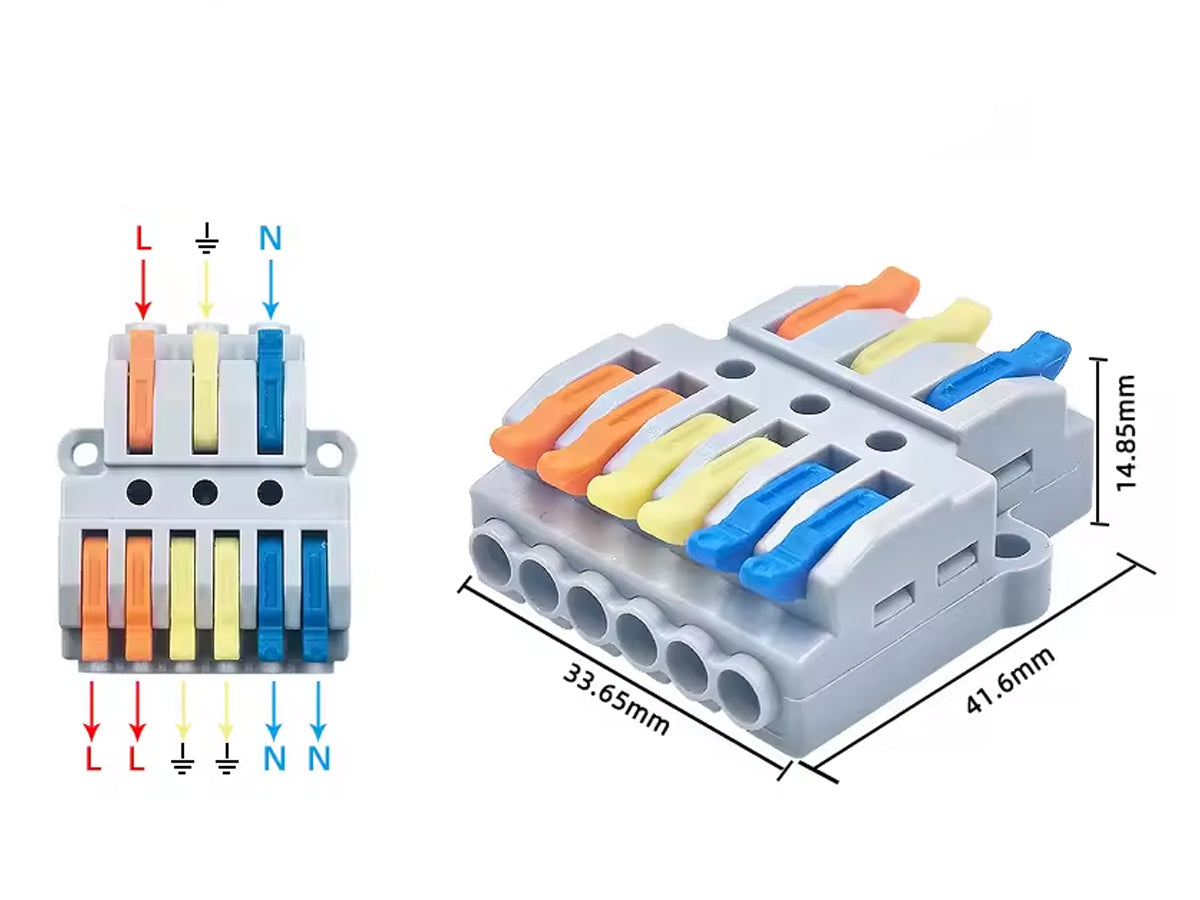 Conector Rápido KV436-C 3 In 6 Out para proyectos eléctricos y domótica
