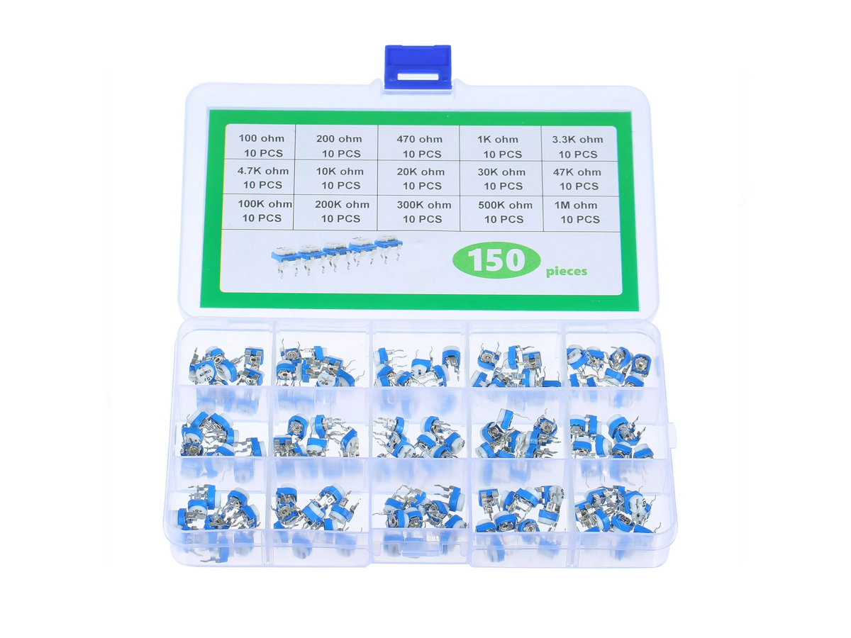 Kit de 150 Resistencias Ajustables RM065 para proyectos electrónicos y Arduino