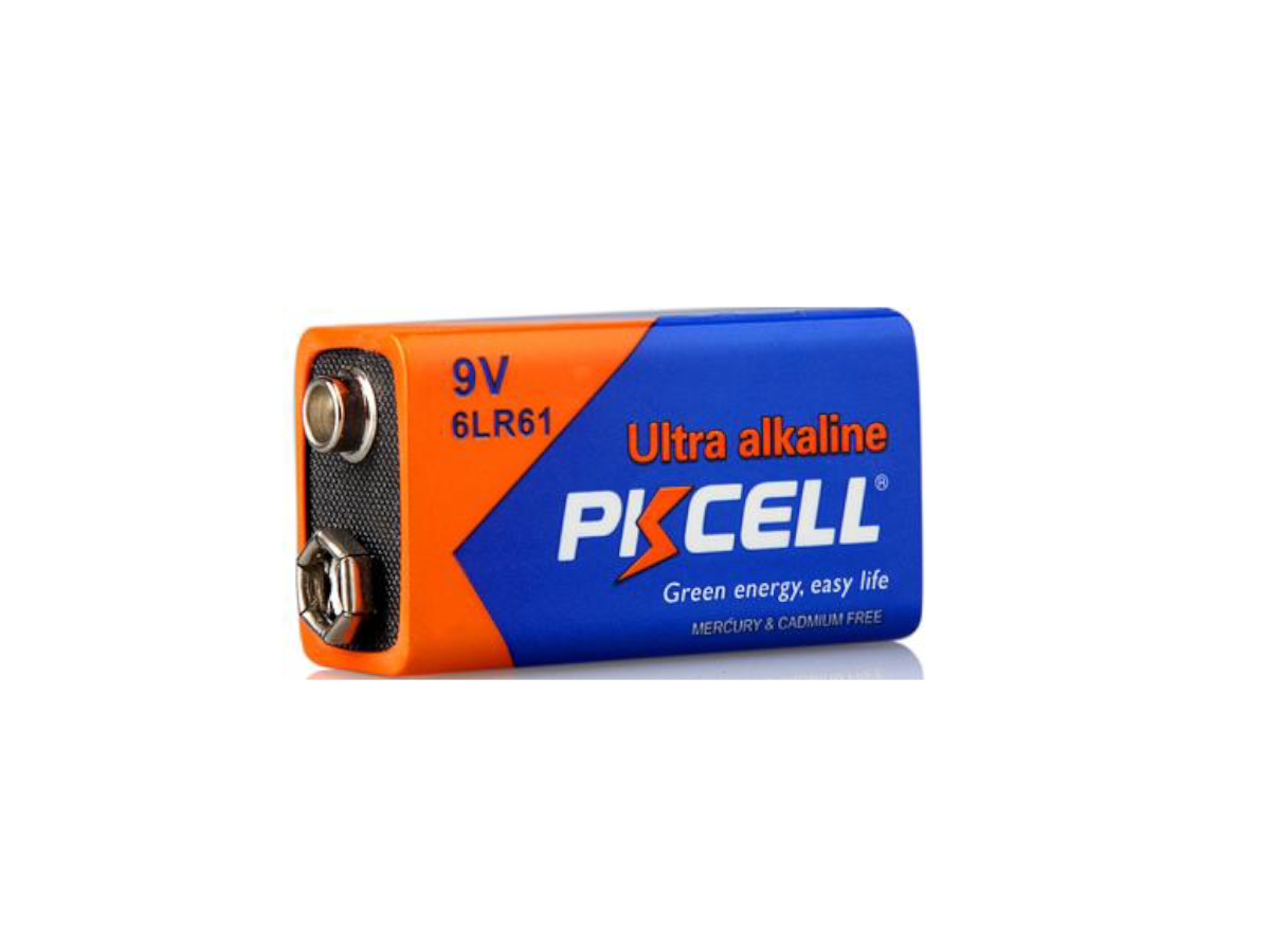 Batería Alcalina PKCELL 6LR61 de 9V, ideal para proyectos de robótica y electrónica
